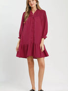 Umgee Mulberry Kiss Smocked Tiered Mini Dress with Ruffles-Women's Dresses-Shop Z & Joxa