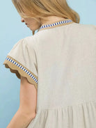 Umgee Oat & Honey Linen Color Block Flutter Sleeve Dress-Women's Dresses-Shop Z & Joxa