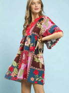 Umgee Painted Skies Abstract Print V-Neck Mini Dress-Women's Dresses-Shop Z & Joxa
