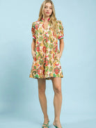 Umgee Party Garden Jacquard Abstract Print Mini Dress-Women's Dresses-Shop Z & Joxa