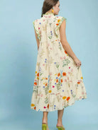 Umgee Petal Poetry Floral Scalloped Ruffles Tiered Midi Dress-Women's Dresses-Shop Z & Joxa