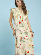 Umgee Petal Poetry Floral Scalloped Ruffles Tiered Midi Dress-Women's Dresses-Shop Z & Joxa