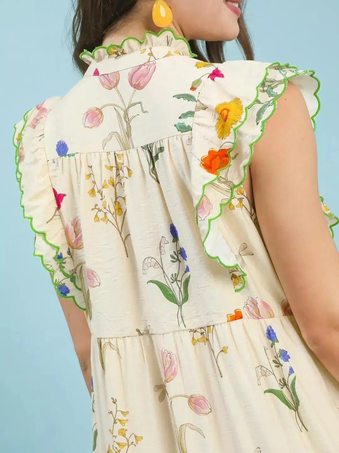 Umgee Petal Poetry Floral Scalloped Ruffles Tiered Midi Dress-Women's Dresses-Shop Z & Joxa