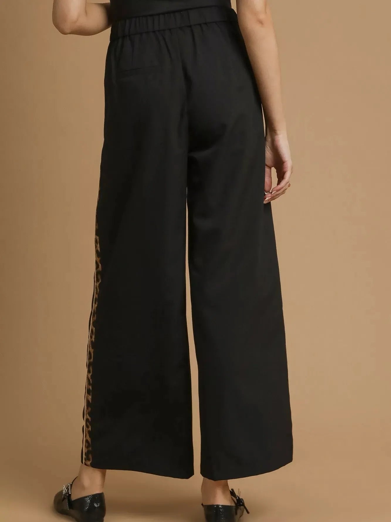 Umgee Pleat Me Pretty Wide-Leg Contrast Trim Pants in Black-Women's Pants-Shop Z & Joxa