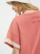 Umgee Rose Patch French Terry Top with Flower Patch-Women's Shirts & Tops-Shop Z & Joxa