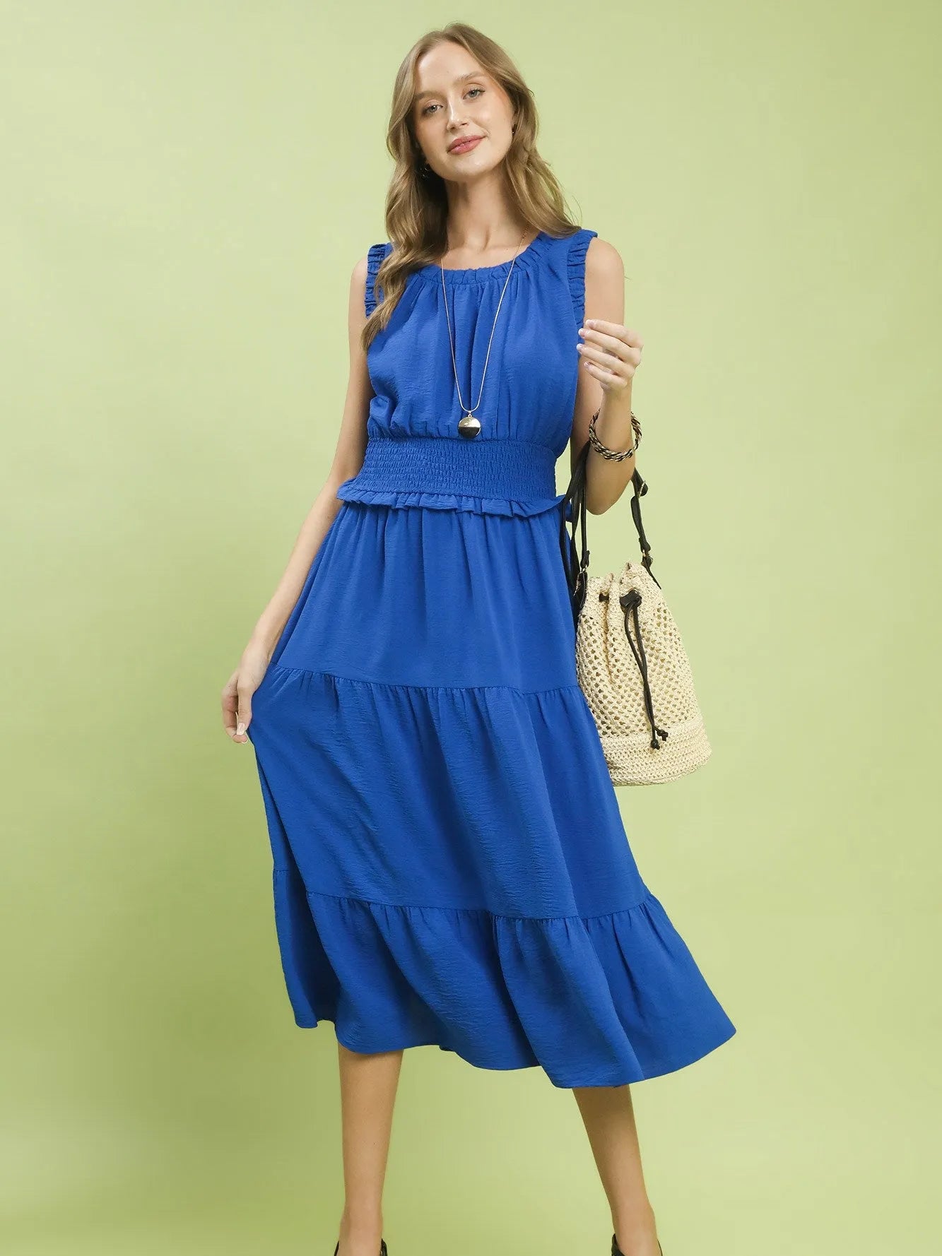 Umgee Royal Reverie Smocked Tiered Midi Dress-Women's Dresses-Shop Z & Joxa