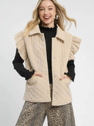 Umgee Ruffle Me Softly Mock Neck Puff Sleeve Sweater-Women's Shirts & Tops-Shop Z & Joxa