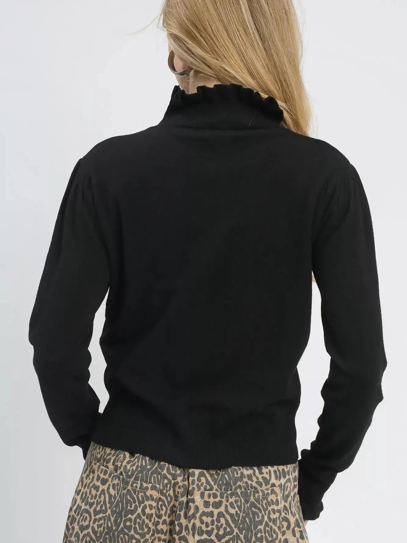 Umgee Ruffle Me Softly Mock Neck Puff Sleeve Sweater-Women's Shirts & Tops-Shop Z & Joxa