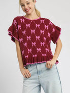 Umgee Ruffles + Bows Knit Ruffle Sleeve Sweater-Women's Shirts & Tops-Shop Z & Joxa