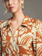 Umgee Rust Romance Tiered Long Sleeve Midi Dress-Women's Dresses-Shop Z & Joxa