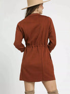 Umgee Rustworthy Cable Knit Mini Dress with Drawstring-Women's Dresses-Shop Z & Joxa