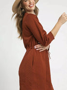 Umgee Rustworthy Cable Knit Mini Dress with Drawstring-Women's Dresses-Shop Z & Joxa