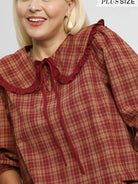 Umgee Rusty Ruffle Long Sleeve Blouse with Ruffle Collar-Women's Shirts & Tops-Shop Z & Joxa