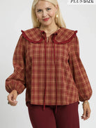 Umgee Rusty Ruffle Long Sleeve Blouse with Ruffle Collar-Women's Shirts & Tops-Shop Z & Joxa