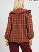 Umgee Rusty Ruffle Long Sleeve Blouse with Ruffle Collar-Women's Shirts & Tops-Shop Z & Joxa