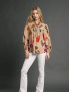 Umgee Scallop Serenade Scalloped Neckline Floral Blouse-Women's Shirts & Tops-Shop Z & Joxa