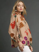 Umgee Scallop Serenade Scalloped Neckline Floral Blouse-Women's Shirts & Tops-Shop Z & Joxa