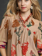 Umgee Scallop Serenade Scalloped Neckline Floral Blouse-Women's Shirts & Tops-Shop Z & Joxa