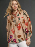 Umgee Scallop Serenade Scalloped Neckline Floral Blouse-Women's Shirts & Tops-Shop Z & Joxa
