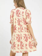 Umgee Scarlet Moonlight Paisley Scallop Trim Tiered Mini Dress-Women's Dresses-Shop Z & Joxa