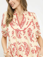 Umgee Scarlet Moonlight Paisley Scallop Trim Tiered Mini Dress-Women's Dresses-Shop Z & Joxa