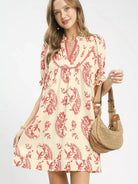 Umgee Scarlet Moonlight Paisley Scallop Trim Tiered Mini Dress-Women's Dresses-Shop Z & Joxa