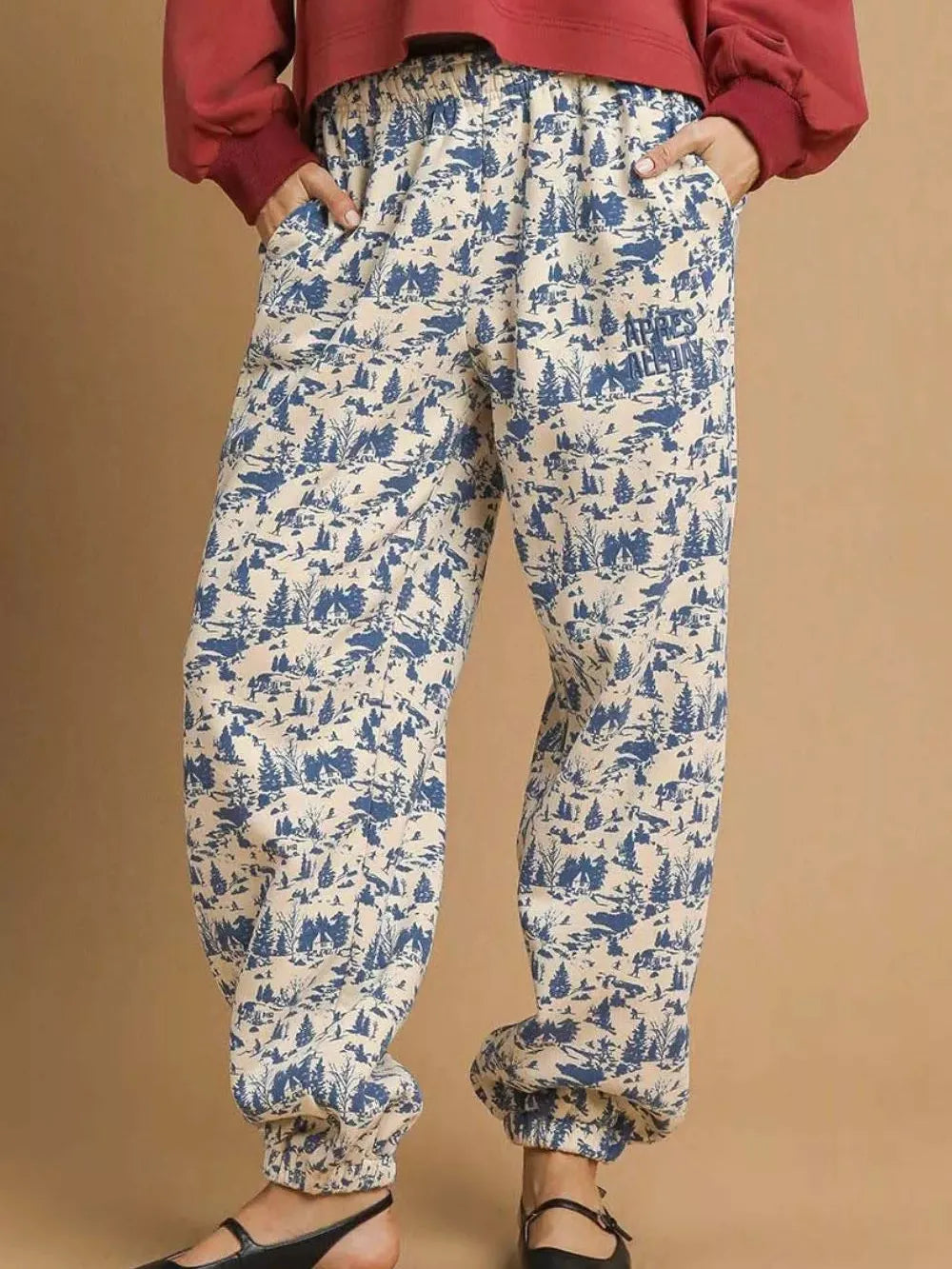 Umgee Scenic Stroll Apres All Day Casual Sweatpants in Ecru-Women's Pants-Shop Z & Joxa