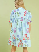 Umgee Seafoam Blooms Tiered Floral Mini Dress-Women's Dresses-Shop Z & Joxa