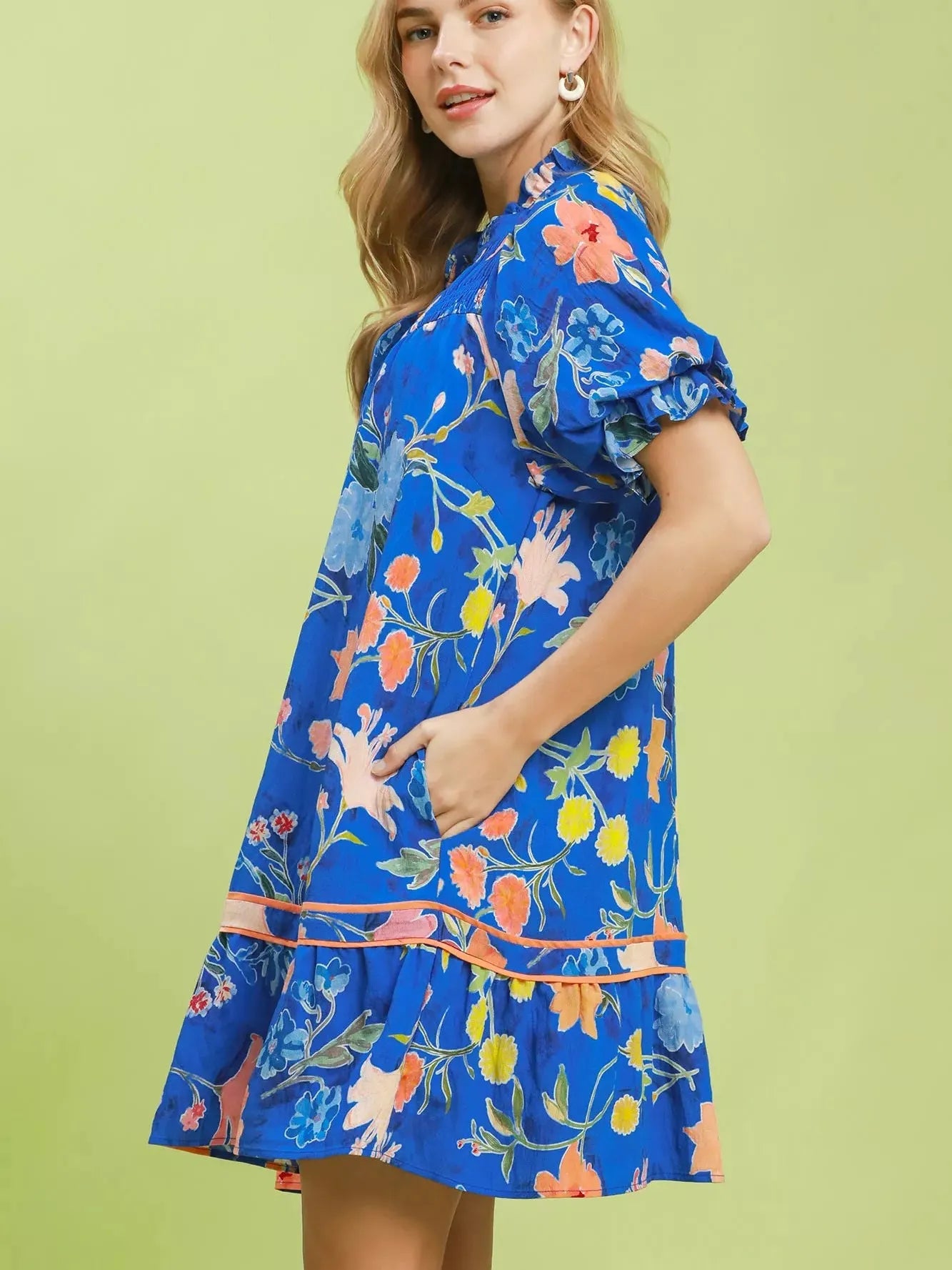 Umgee Seaside Petals Ruffle Hem Floral Mini Dress-Women's Dresses-Shop Z & Joxa