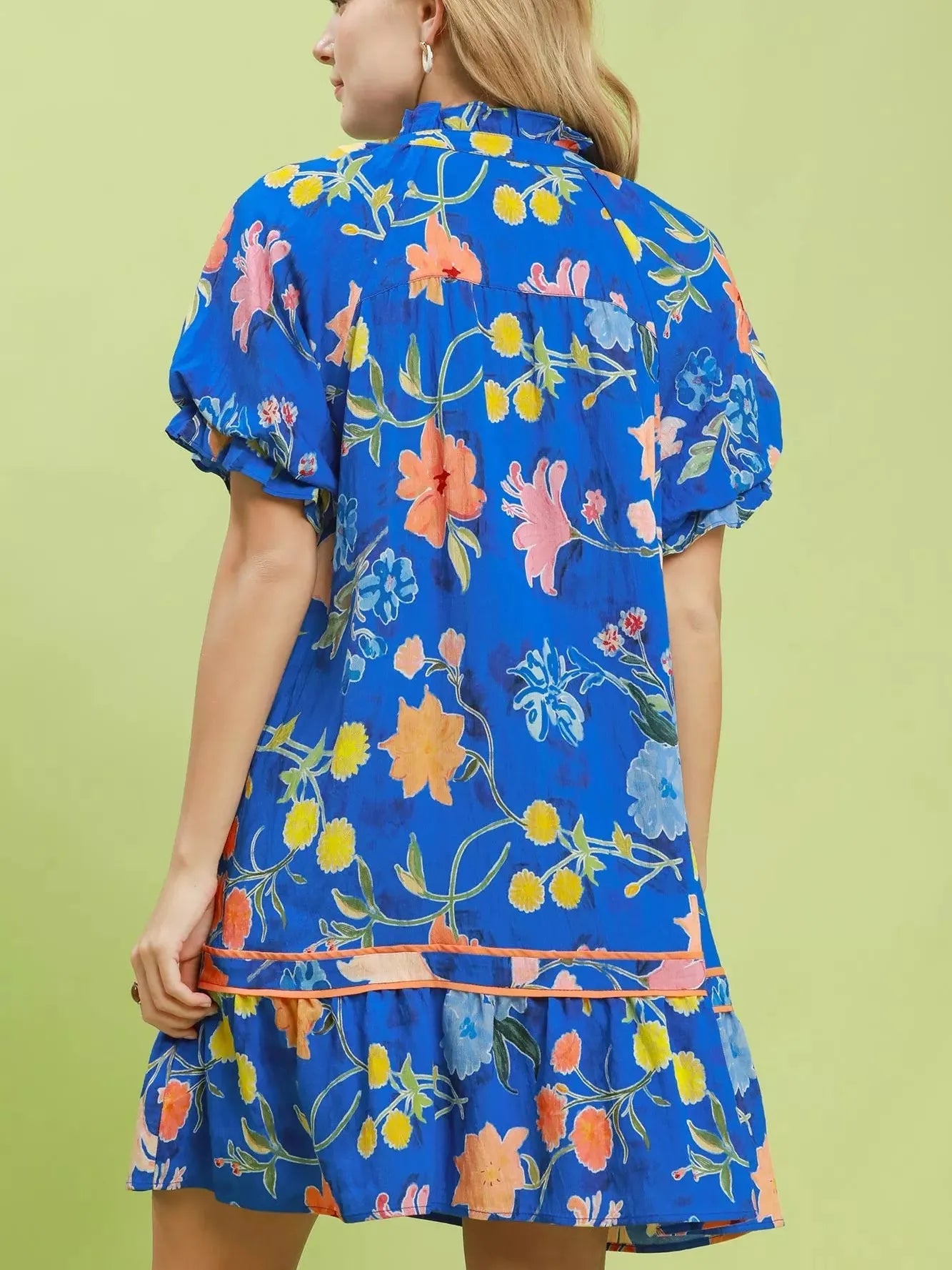Umgee Seaside Petals Ruffle Hem Floral Mini Dress-Women's Dresses-Shop Z & Joxa
