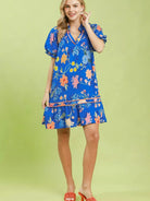 Umgee Seaside Petals Ruffle Hem Floral Mini Dress-Women's Dresses-Shop Z & Joxa