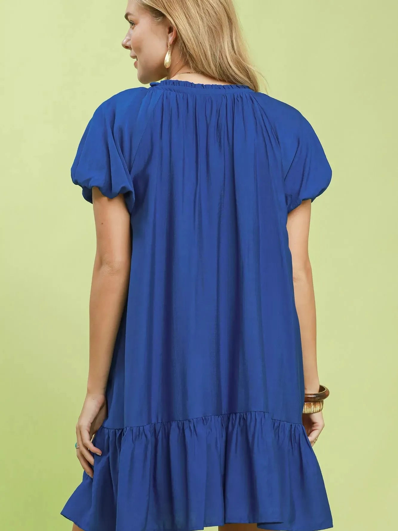 Umgee Simply Blue Ruffle Hem Shift Mini Dress-Women's Dresses-Shop Z & Joxa