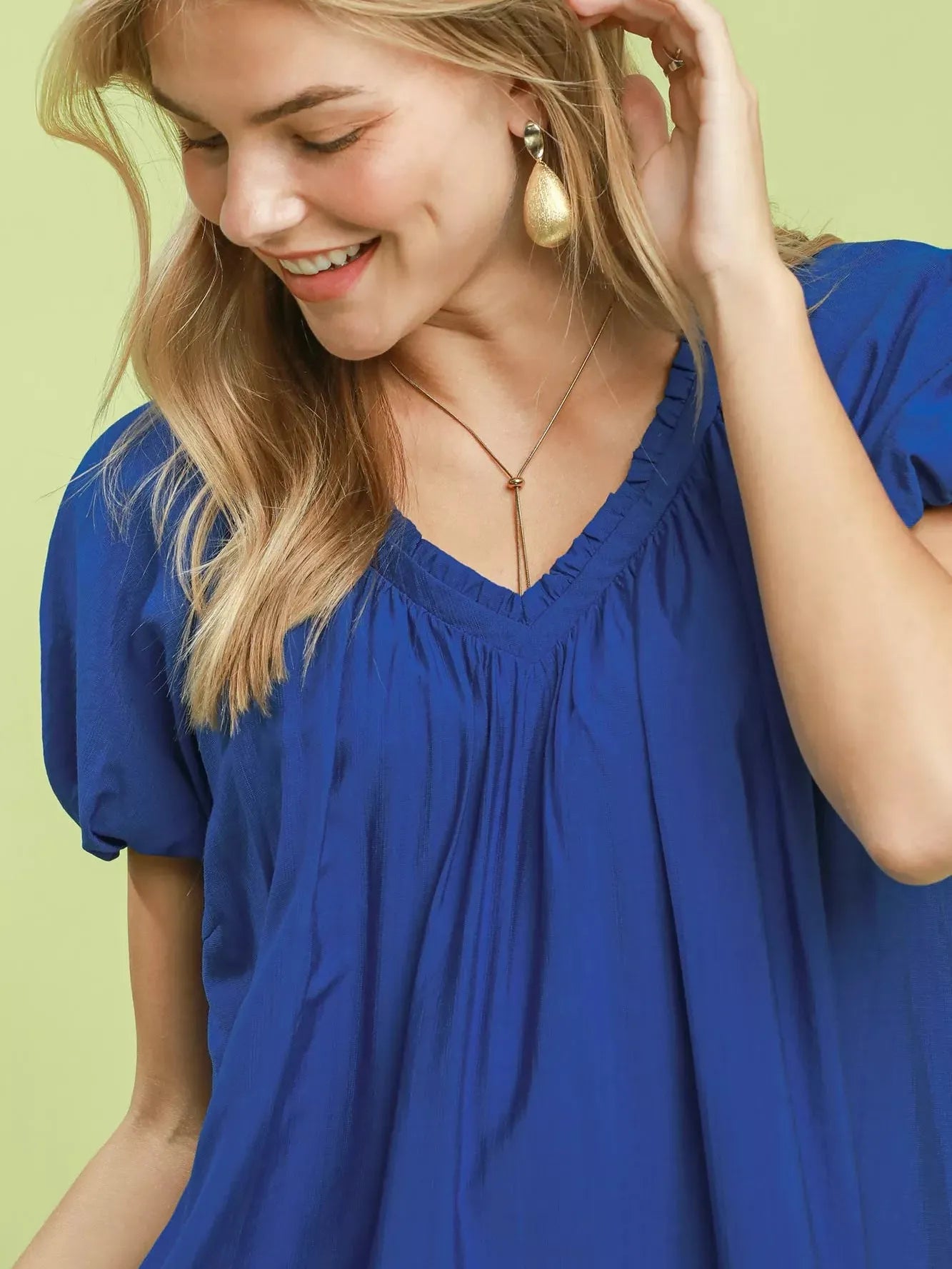Umgee Simply Blue Ruffle Hem Shift Mini Dress-Women's Dresses-Shop Z & Joxa