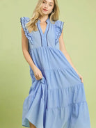 Umgee Skyline Ruffle Sleeve Tiered Midi Dress-Women's Dresses-Shop Z & Joxa