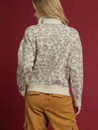 Umgee Snow Leopard Quarter-Zip Knit Sweater-Women's Shirts & Tops-Shop Z & Joxa