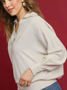 Umgee Sunbleached Linen Long Sleeve Shirt with Cuffs-Women's Shirts & Tops-Shop Z & Joxa