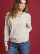 Umgee Sunbleached Linen Long Sleeve Shirt with Cuffs-Women's Shirts & Tops-Shop Z & Joxa