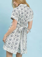 Umgee Sunday Polo Floral Belted Shirt Dress with Border-Women's Dresses-Shop Z & Joxa
