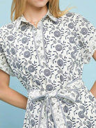 Umgee Sunday Polo Floral Belted Shirt Dress with Border-Women's Dresses-Shop Z & Joxa
