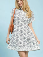 Umgee Sunday Polo Floral Belted Shirt Dress with Border-Women's Dresses-Shop Z & Joxa