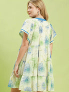 Umgee Sunlit Meadow Floral Print Babydoll Dress with Blue Trim-Women's Dresses-Shop Z & Joxa