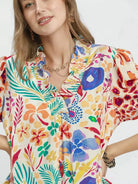 Umgee Tangerine Daydream Ruffle Trim Puff Sleeve Top-Women's Shirts & Tops-Shop Z & Joxa