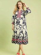 Umgee Tiered & True Boho Print Tiered Midi Dress-Women's Dresses-Shop Z & Joxa