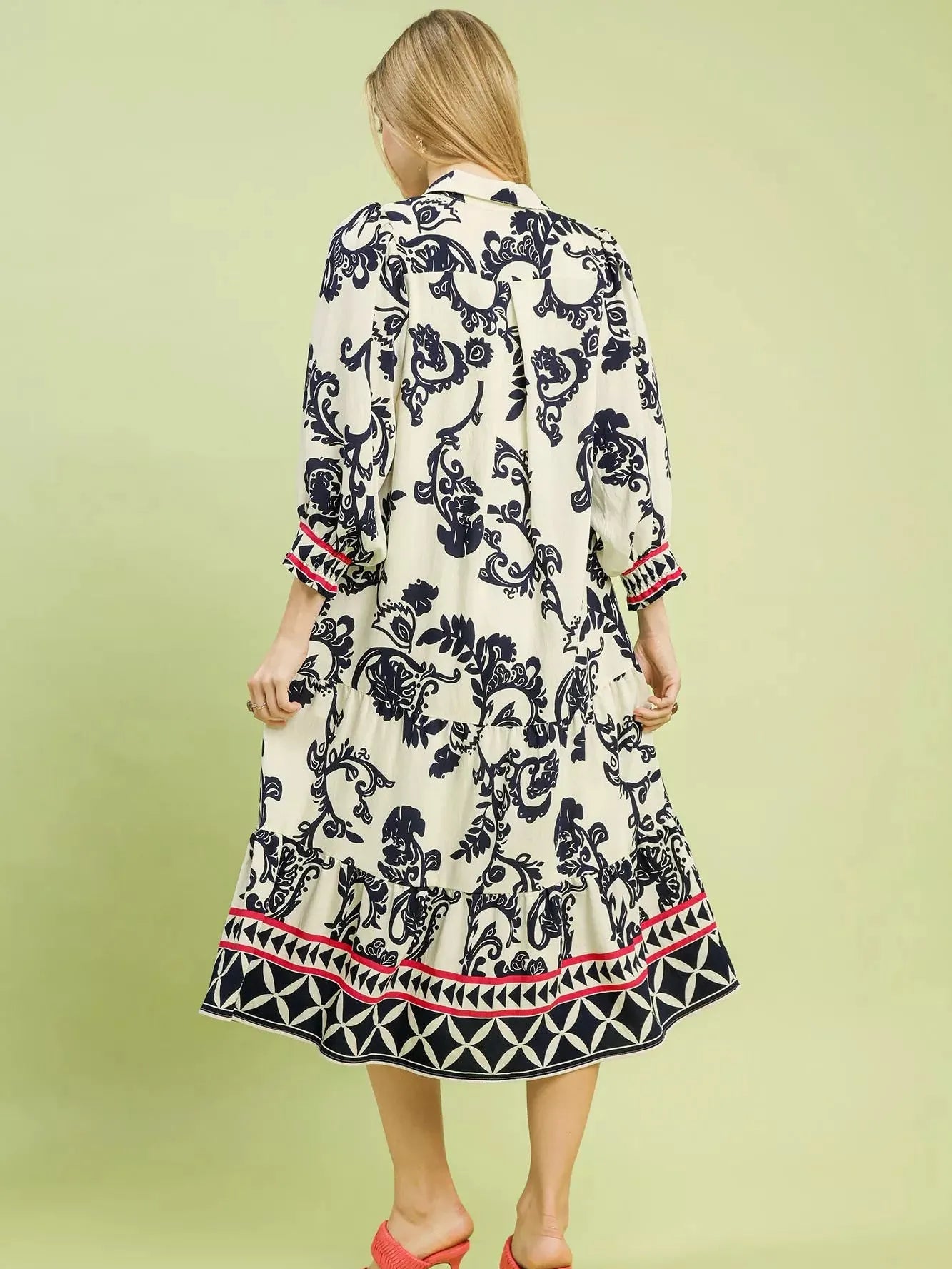 Umgee Tiered & True Boho Print Tiered Midi Dress-Women's Dresses-Shop Z & Joxa