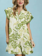 Umgee Tropical Toile Grace Floral Placket Ruffle Mini Dress-Women's Dresses-Shop Z & Joxa