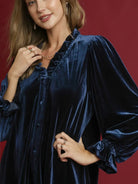 Umgee Velvet Affair Ruffle Trim Mini Babydoll Dress-Women's Dresses-Shop Z & Joxa