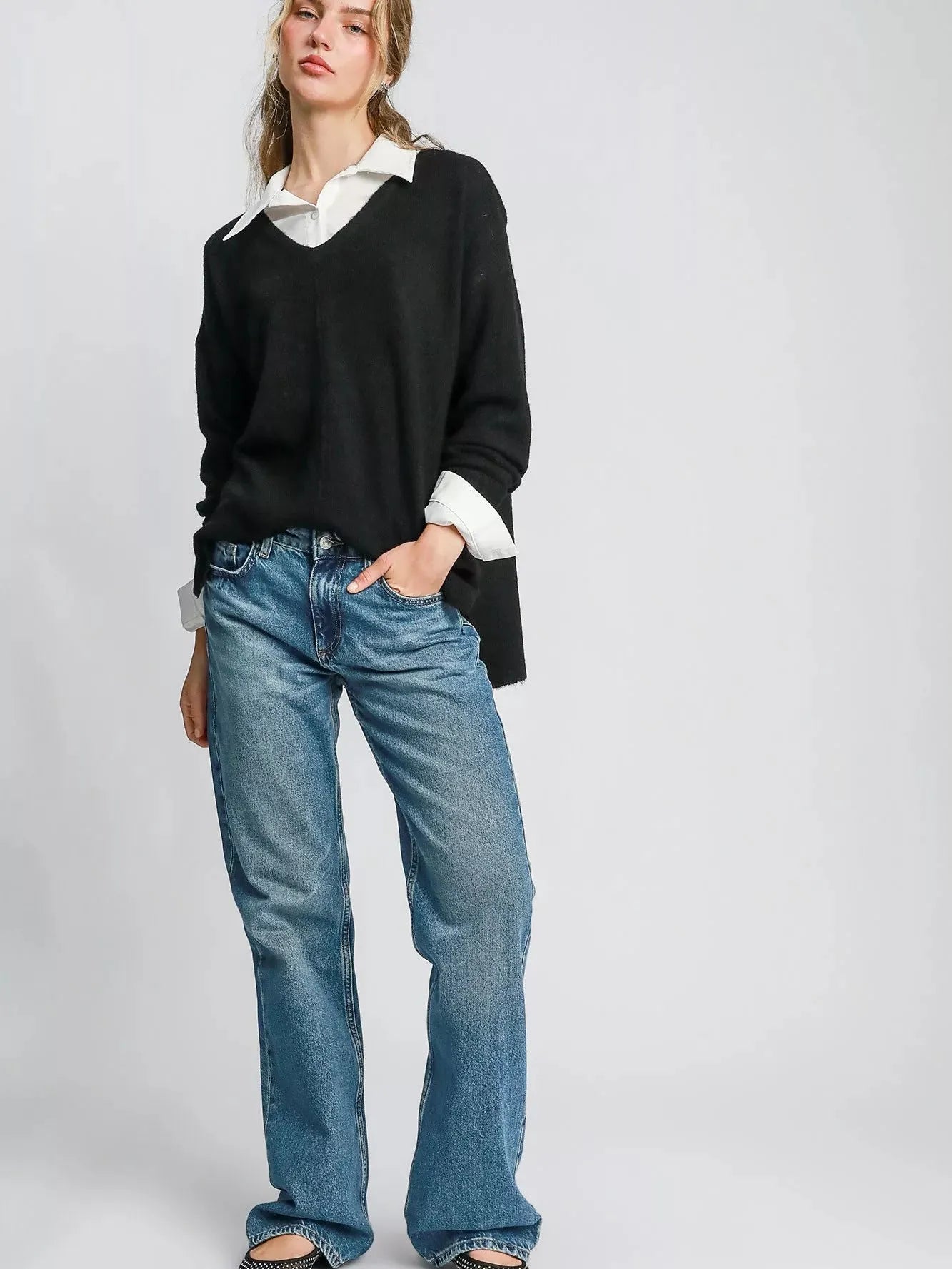 Umgee Velvet Moon Wool Blend Oversized Sweater-Women's Shirts & Tops-Shop Z & Joxa