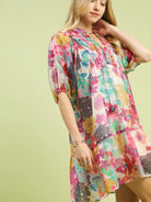Umgee Watercolor Whimsy Pink Floral Babydoll Dress-Women's Dresses-Shop Z & Joxa