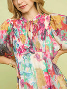 Umgee Watercolor Whimsy Pink Floral Babydoll Dress-Women's Dresses-Shop Z & Joxa