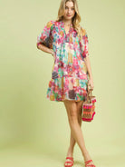Umgee Watercolor Whimsy Pink Floral Babydoll Dress-Women's Dresses-Shop Z & Joxa